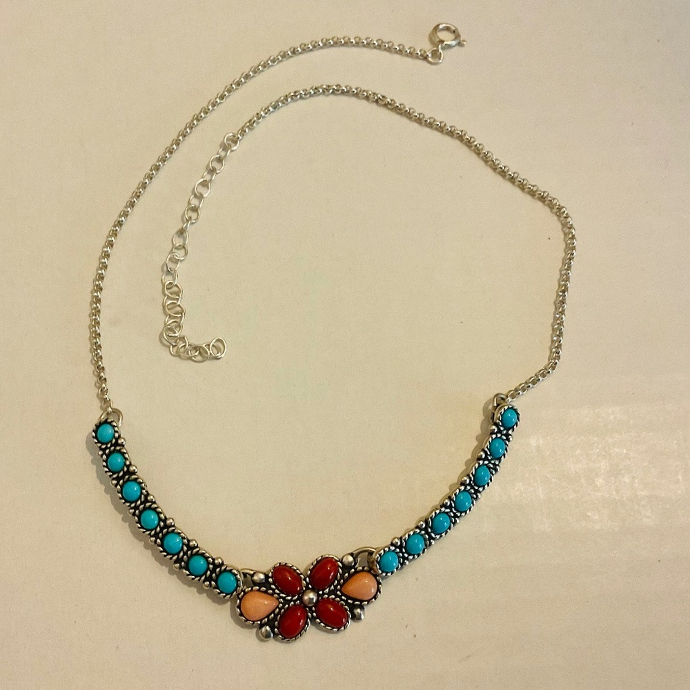 Vintage Carolyn Pollack Multi Stoned CR 925 Sterling Silver Necklace - Picture 6 of 10